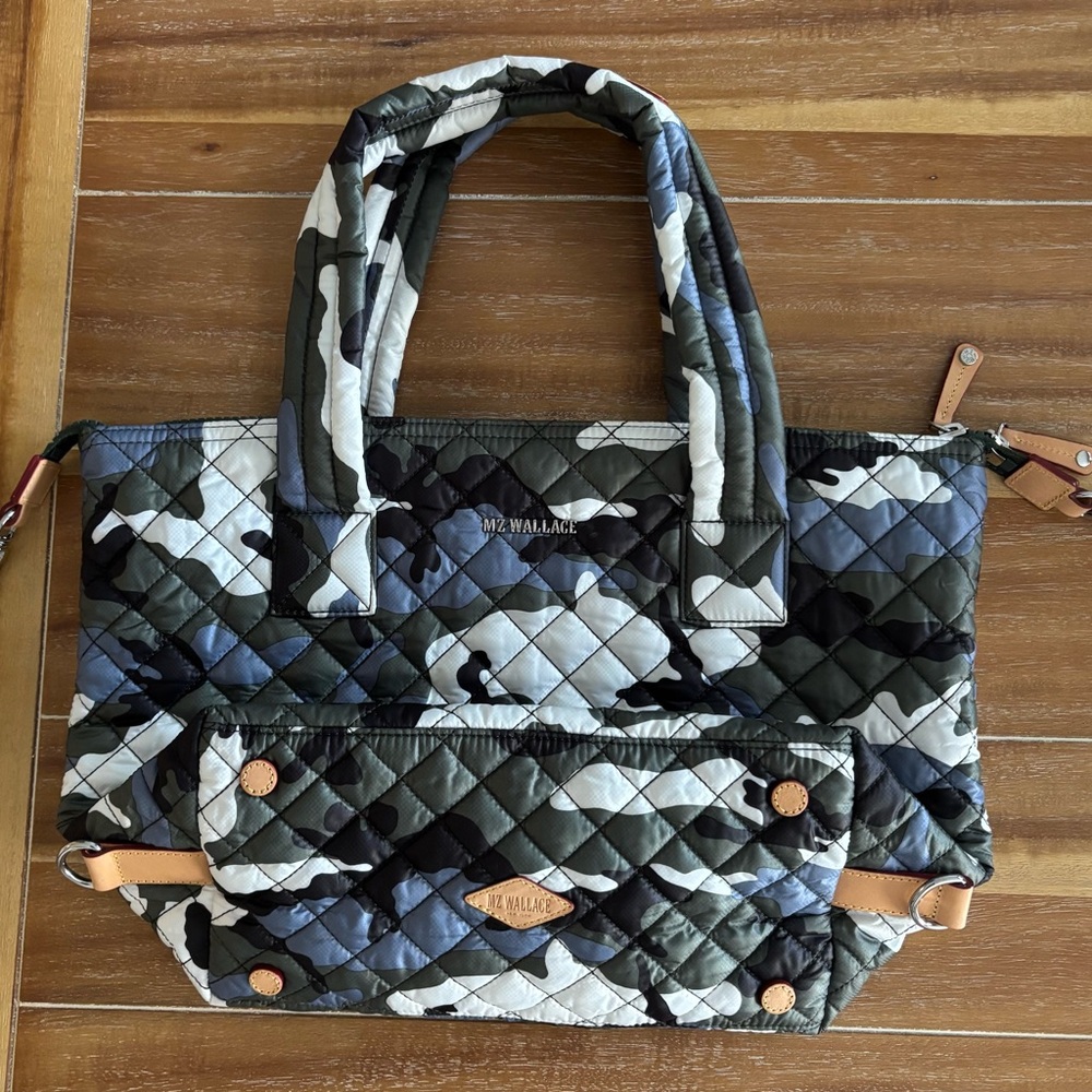 MZ Wallace Small Sutton Black and Gray Camo Satchel